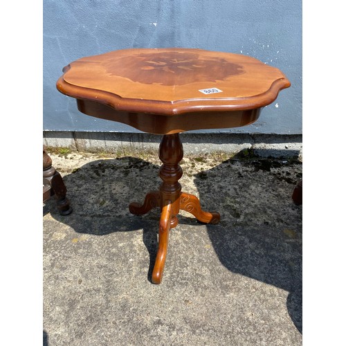 860 - Occasional table with inlaid top and pedestal measuring 54 cms diameter