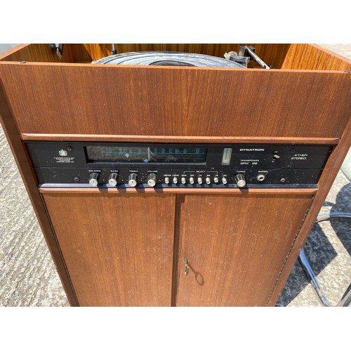 870 - Goldring GL 72 player and Dynatron Transpower SRX 26 in record cabinet measuring 54 x 77 cms tall