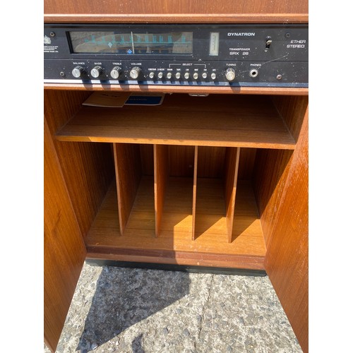 870 - Goldring GL 72 player and Dynatron Transpower SRX 26 in record cabinet measuring 54 x 77 cms tall