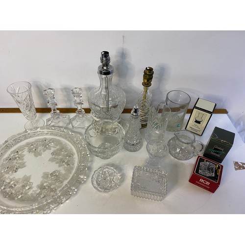 616 - Collection of crystalware including lamps, vases, candlesticks and others.