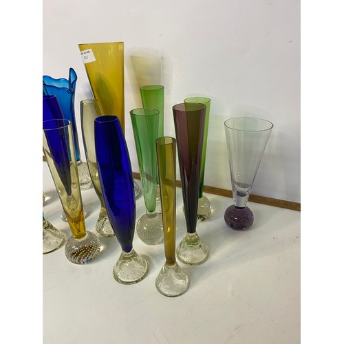 617 - Collection of vintage control bubble glass vases in various colours.