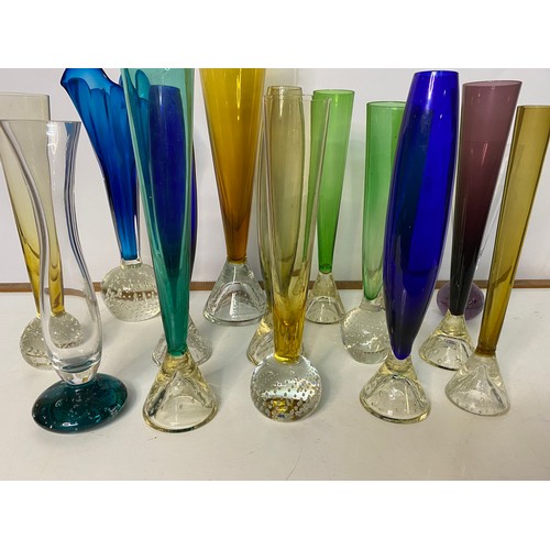 617 - Collection of vintage control bubble glass vases in various colours.