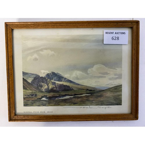 628 - Hand signed in pencil Heaton Cooper print of Scafell from Beck Head. 20.5x15.5cms