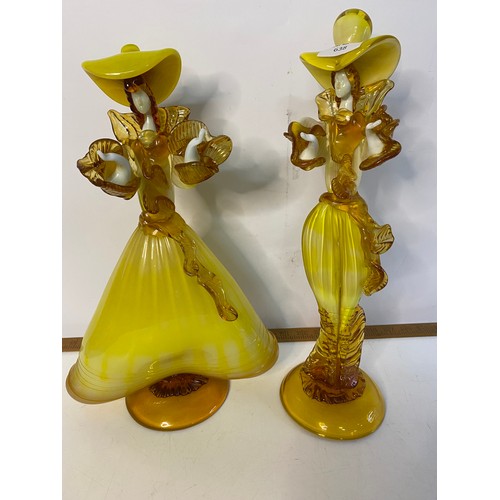 638 - Pair of Murano glass dancers, measuring 40 cm tall.