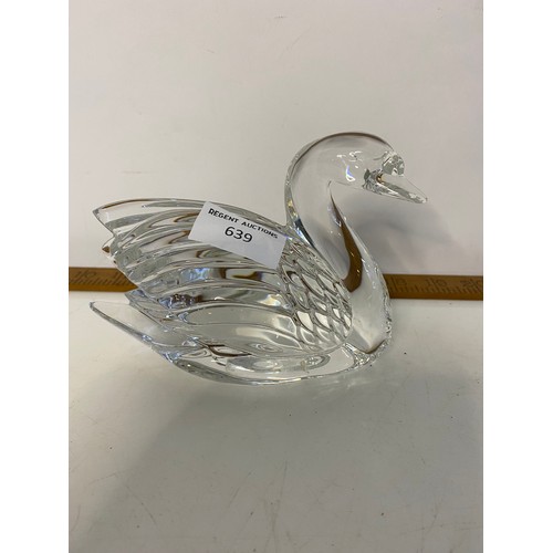 639 - Waterford crystal swan and conch shell paperweight