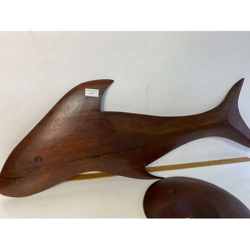 674 - 2 Richard Swale Cornwall teak wall hangings fron the 1960's. Largest is 98cms across.