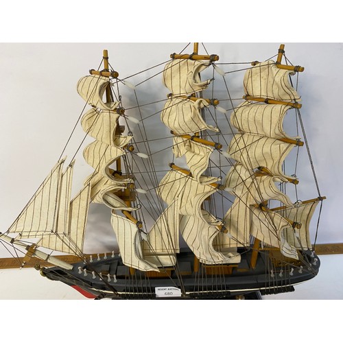 680 - Hand built model of the Cutty Sark 50x45cms