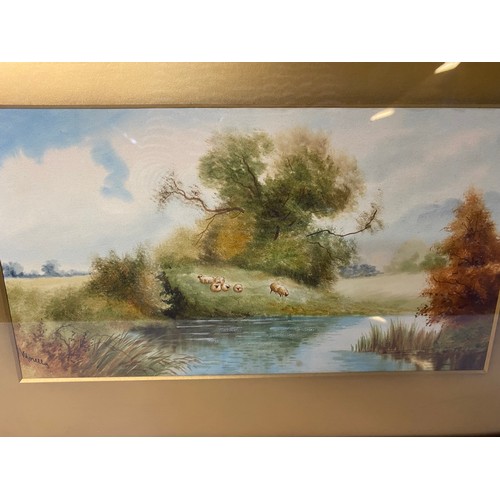 699 - Original framed watercolour, landscape scene c 1920's, 48.5x32cms