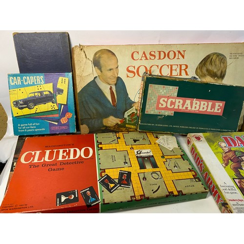 734 - Collection of vintage board games including Dad's Army, Totopoly, Spy Ring and a Casden soccer set.