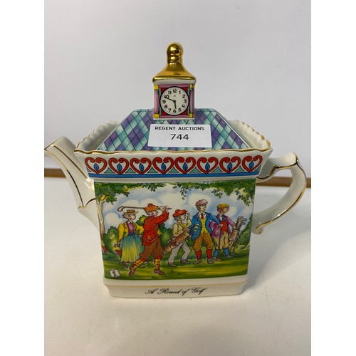 744 - 3 x Sadler Teapots depicting Queen Elizabeth I , A Midsummer Nights Dream and A Round of Golf.