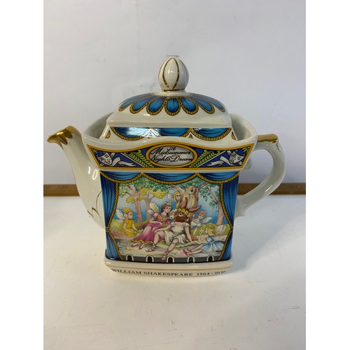 744 - 3 x Sadler Teapots depicting Queen Elizabeth I , A Midsummer Nights Dream and A Round of Golf.