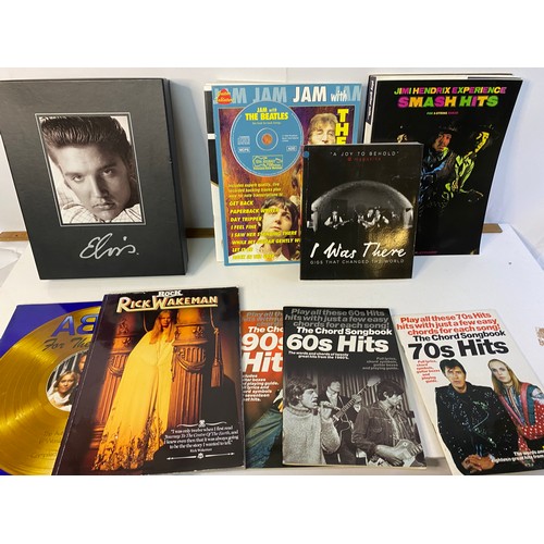 757 - Selection of music related books, programmes, chord books etc, from Beatles, Elvis and other rock ar... 