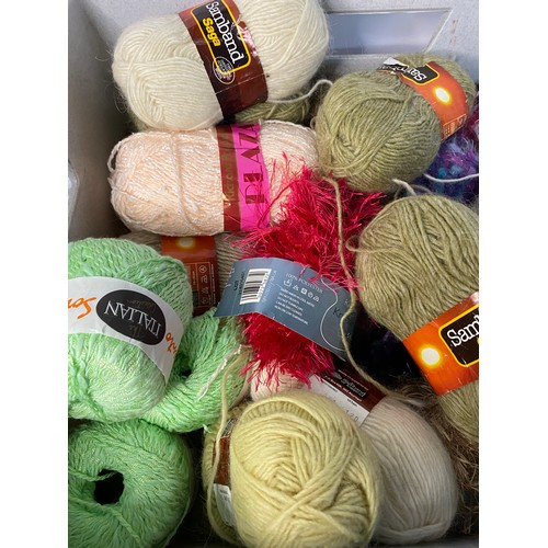 774 - Large box of assorted knitting wool.