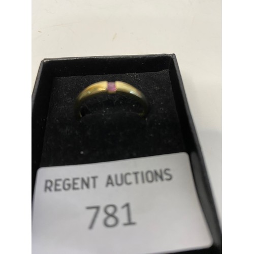 781 - 9ct gold and amethyst ring 1.9g size R