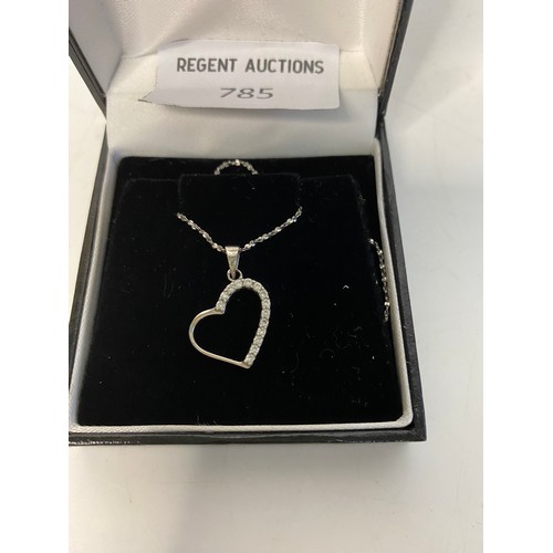 785 - 925 silver and cubic zirconion heart necklace.