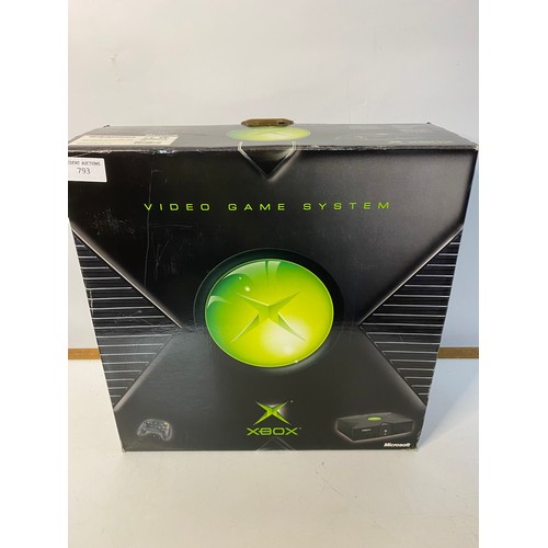 793 - Boxed original Xbox console {2004 model} in pristine condition with controller, AV and power leads. ... 