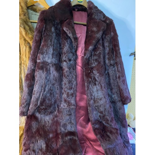 798 - 3 x vintage long length fur coats