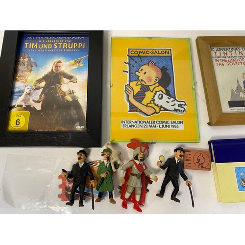 814 - Selection of TinTin memorabilia including pictures, postcards, figures etc