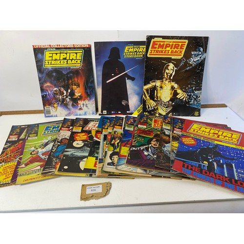 826 - 21 x 1980 'Empire Strikes Back' weekly comics by Marvel. Also, 2 x official posters monthly, sticker... 