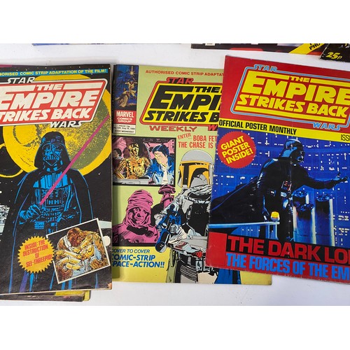 826 - 21 x 1980 'Empire Strikes Back' weekly comics by Marvel. Also, 2 x official posters monthly, sticker... 