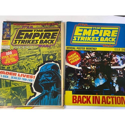 826 - 21 x 1980 'Empire Strikes Back' weekly comics by Marvel. Also, 2 x official posters monthly, sticker... 