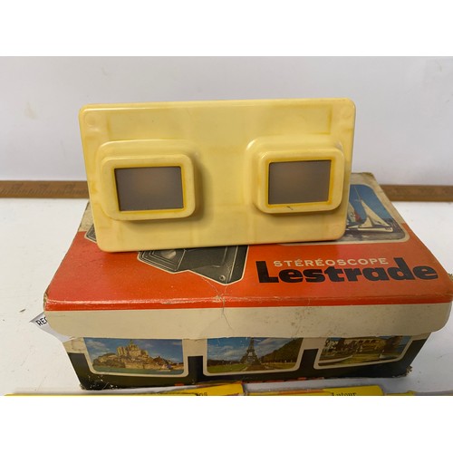 846 - Lestrade stereoscope with selection of 13 x views including Lourdes, Pyrenees, Bartres, Gavarnie