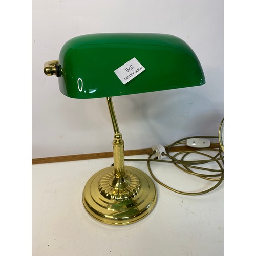 876 - A green bankers desk lamp and a BHS shadow table lamp