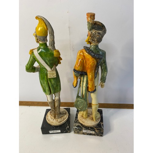 884 - Pair of carrara based soldiers standing 35 cms tall