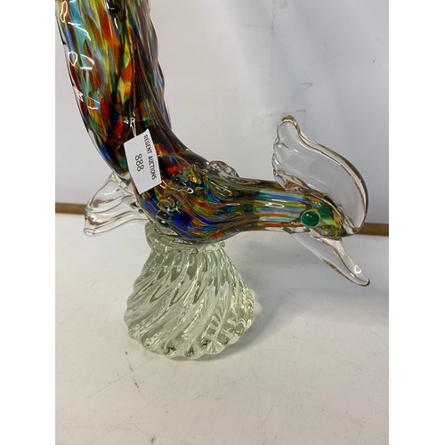 888 - Vintage glass pheasant measuring 44 cms tall, probably Murano but unmarked