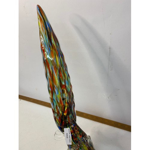 888 - Vintage glass pheasant measuring 44 cms tall, probably Murano but unmarked