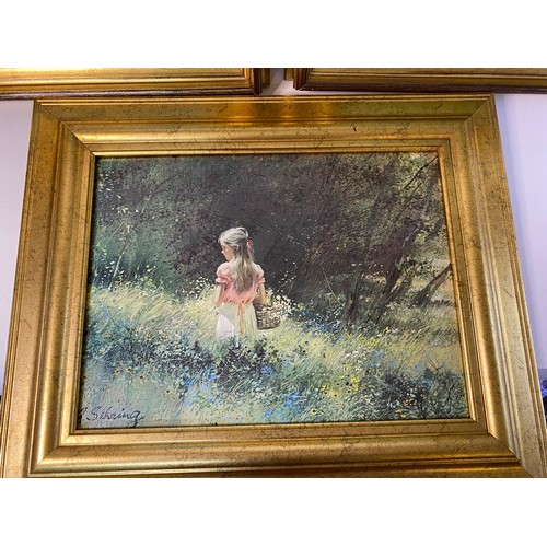 890 - Selection of 3 x signed oil on canvas prints by Adolf Sehring. Framed and measuring 55 x 45 cms