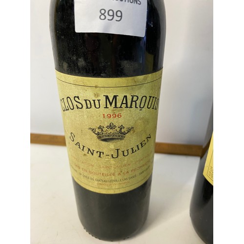 899 - 2 x bottles of Clos Du Marouis Leoville Las Cases Saint Julien, one from 1996 and one from 2000