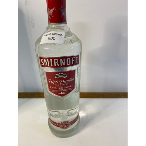 900 - 2 bottles of Vodka, 1 x 700ml Chopin vodka in metal container and 1 x 1000ml bottle of Smirnoff no.2... 