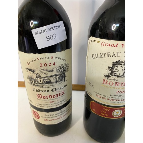 903 - 3 bottles of Bordeaux, a Chateau Tour Balette 2001, Vin des Bordeaux blanc sec 2014 and a Chateaux C... 