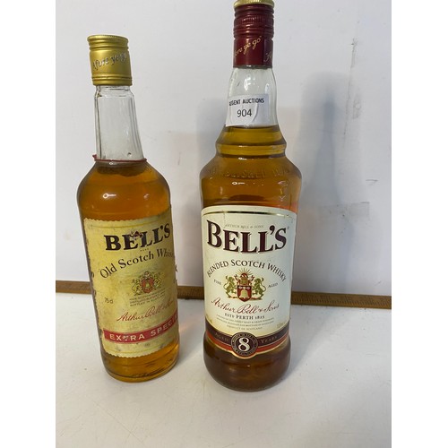 904 - 2 x bottles of Bells whisky, a Bells extra special 75cl bottle and a 1l aged 8 years bottle