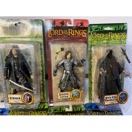 965 - Ten Toy Biz The Lord of the Rings figures, in later edition rectangular boxes, all different in new ... 