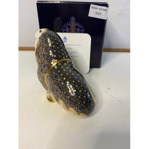 969 - Boxed Royal Crown Derby paperweight. In new condition with gold stopper to base. Russian Walrus Limi... 