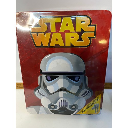 809 - Star Wars Build Your Own At-At activity tin, water bottle and 2 virtual reality viewers.