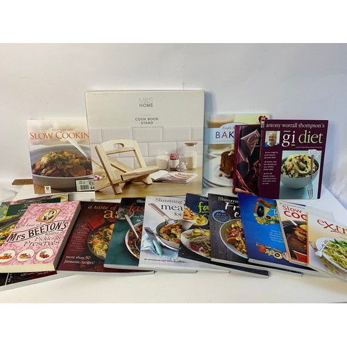 928 - Selection of cookery books and cook book stand from M&S