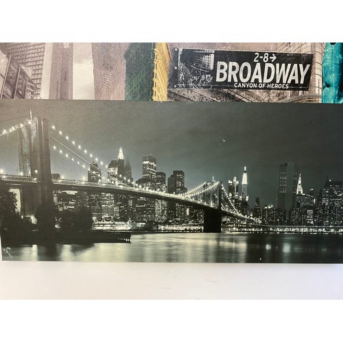 933 - 3 x large canvas wall art pictures of New York City.