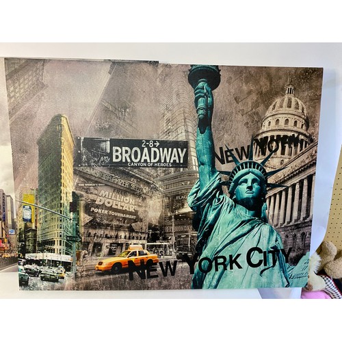 933 - 3 x large canvas wall art pictures of New York City.