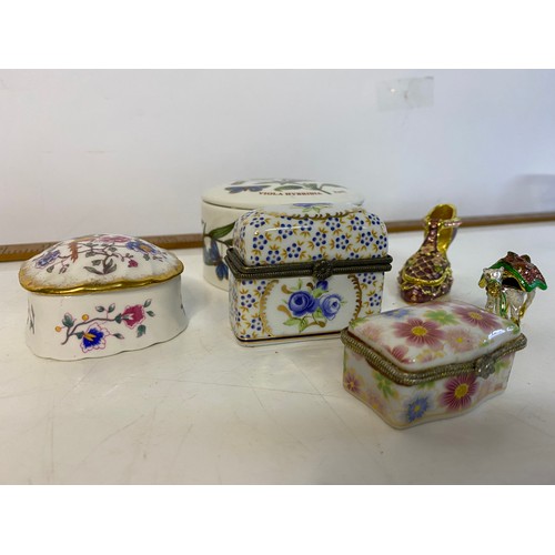 941 - Vintage porcelain and gemstone trinket pots from Portmeirion, Limoges and Royal Worcester.