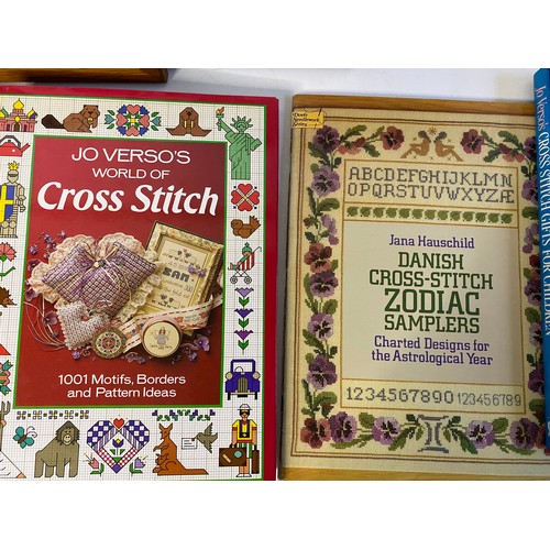 949 - 4 x vintage cross stitch samplers and assorted books.