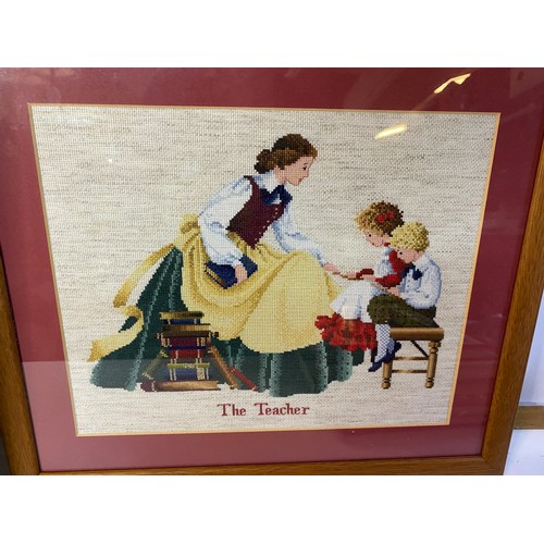 949 - 4 x vintage cross stitch samplers and assorted books.