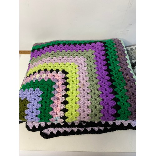 987 - 2 Large retro crocheted blankets .