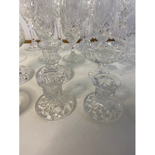 989 - Vintage cut crystal glasses and candleholders.