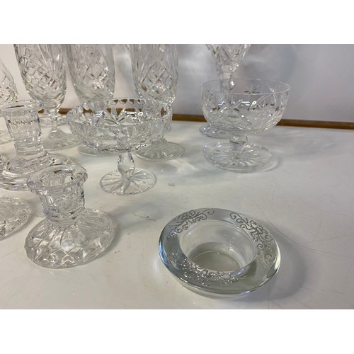 989 - Vintage cut crystal glasses and candleholders.