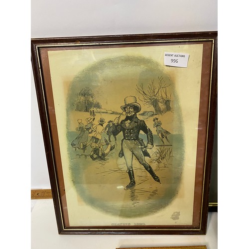 996 - Victorian framed prints and early 1800's lithographs and sketches.