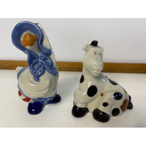 535 - 4 Wade collectors club pantomime figures of Dick Whittington, Mother Goose, Panto Horse and Panto Da... 