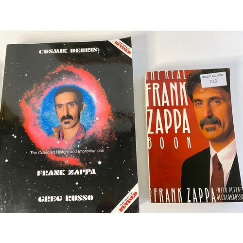 739 - 3 x Frank Zappa books and tin sign.